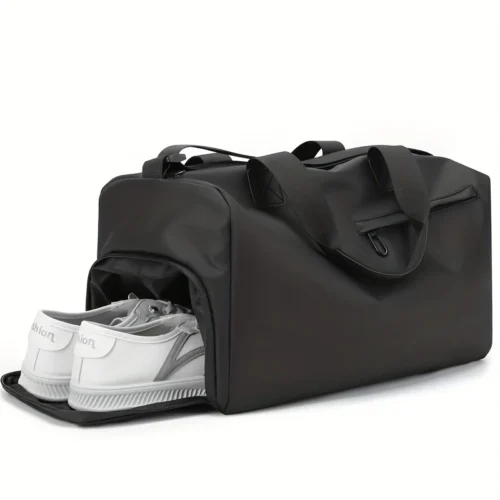 Black Fitness Bag with Shoe Compartment